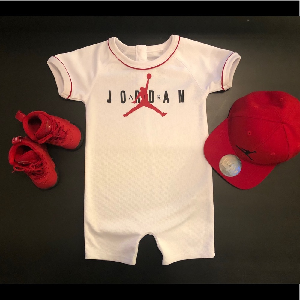 Jordan Air Jersey Romper 18m red black and white